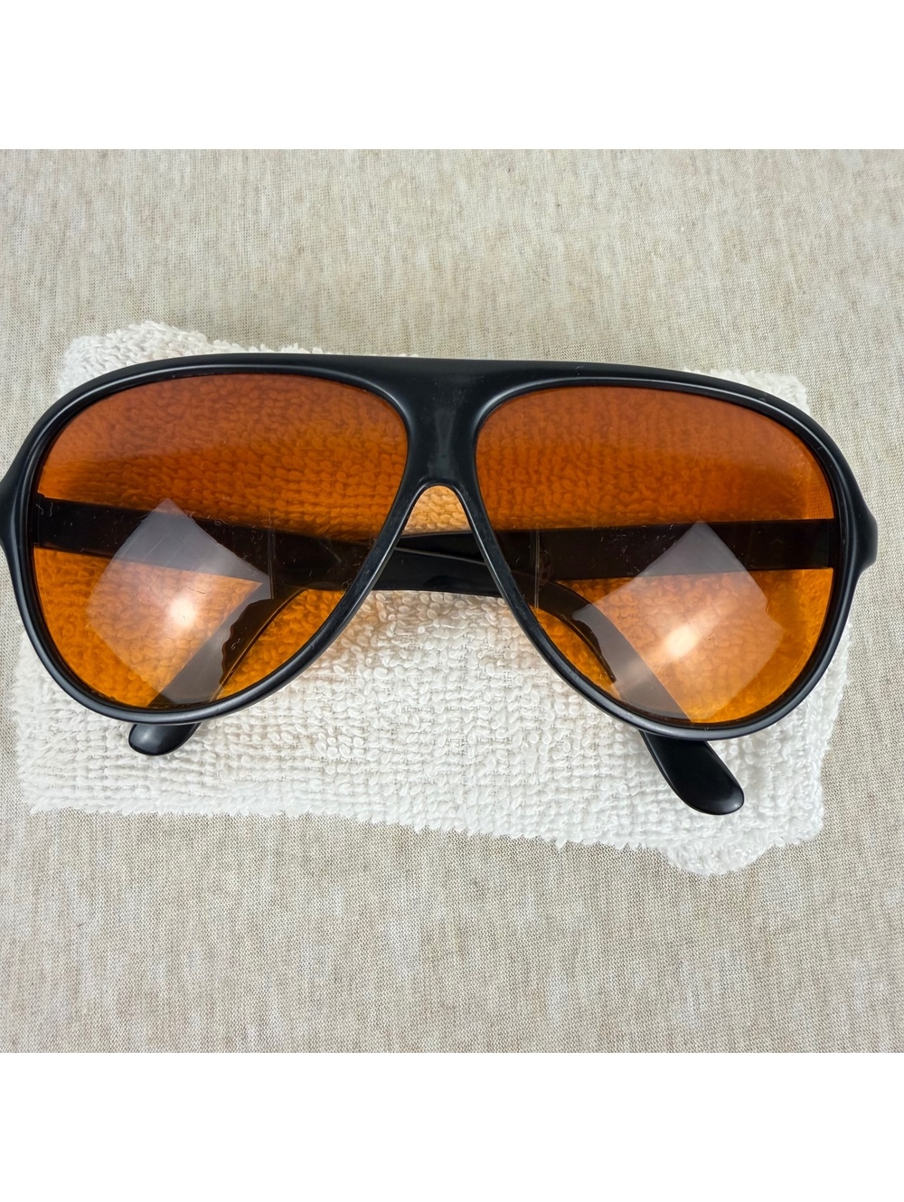 BluBlocker Aviator Sunglasses Black Frame Amber Lenses Vintage Style